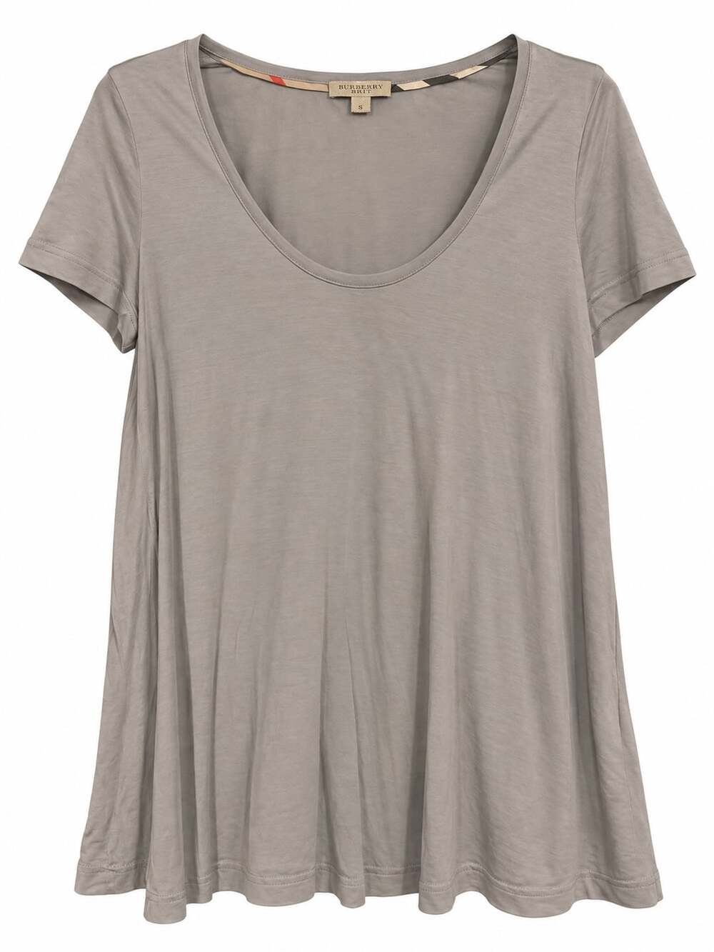 Burberry Brit Gray Silk Blend Short Sleeve Asymmetrical Tunic Top Size S